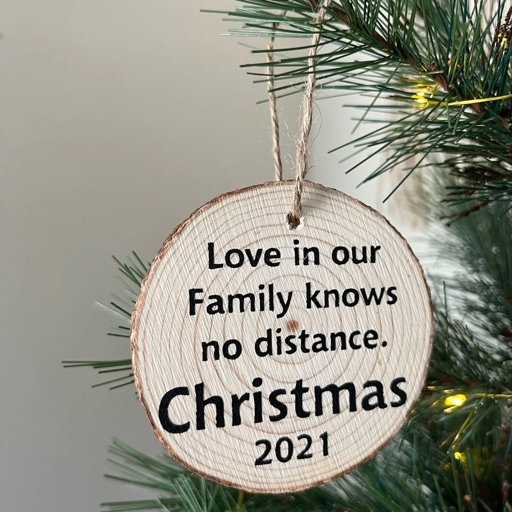 Handmade Long Distance Map Wooden Christmas Ornament